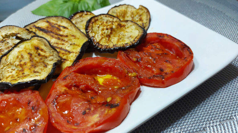 melanzane e pomodori grigliati